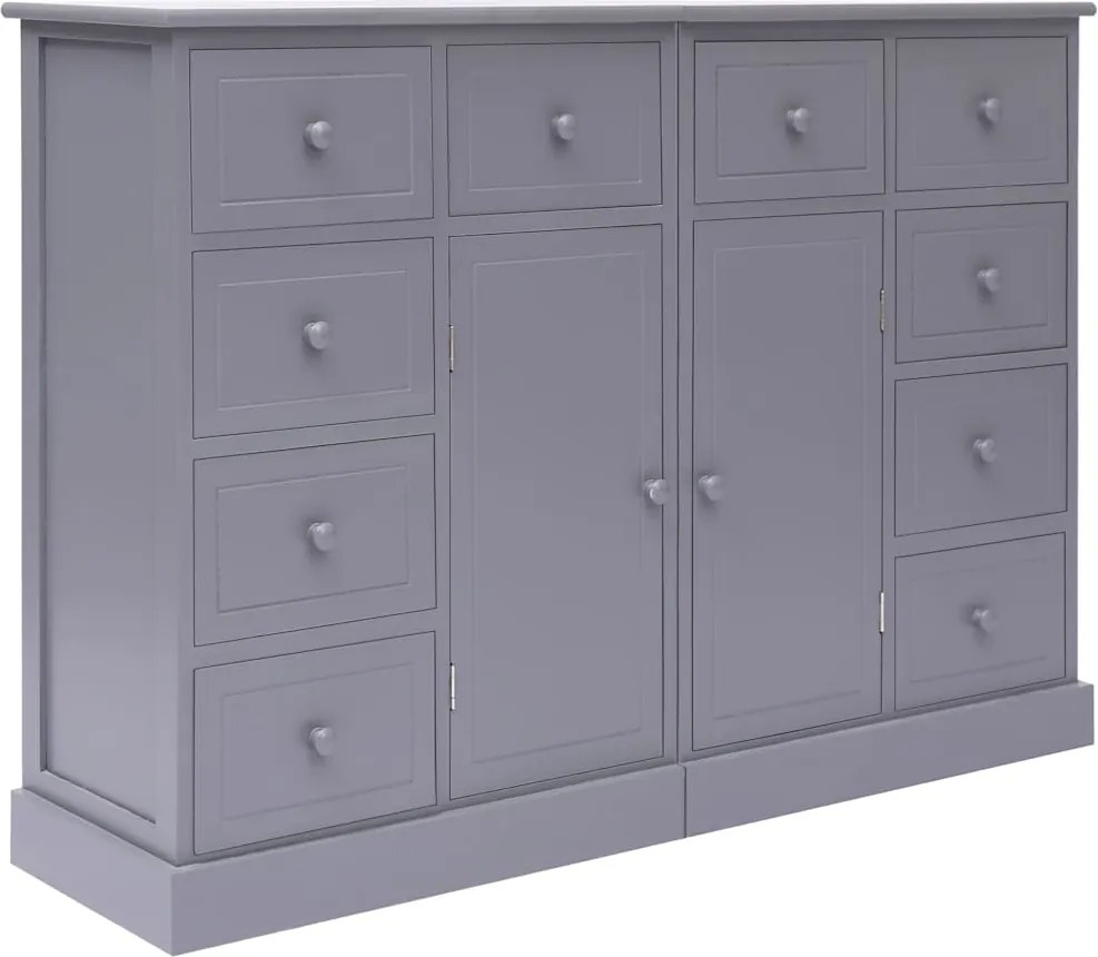 vidaXL 10 fiókos szürke fa tálalószekrény 113 x 30 x 79 cm