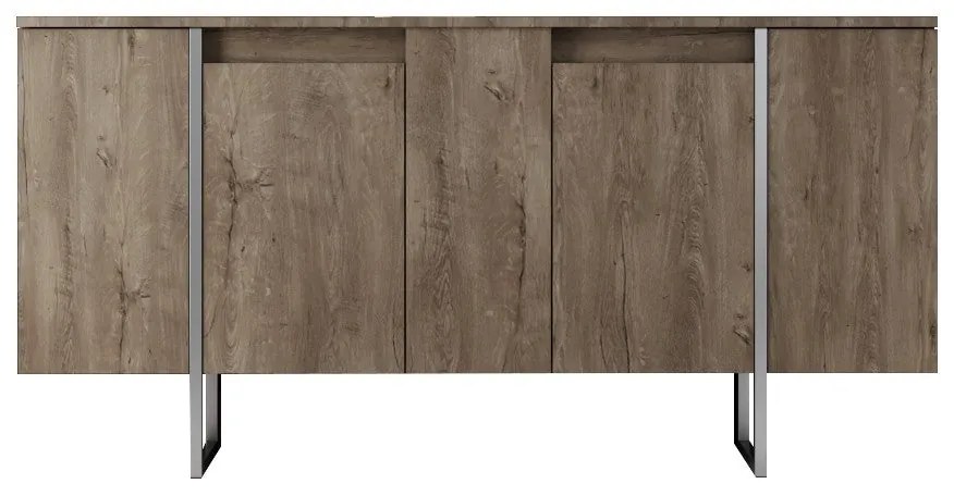 Konzolasztal Luxe - Walnut, Silver