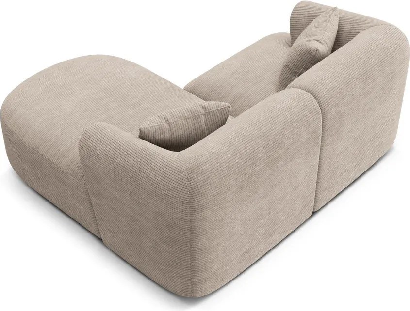 Világosbarna kordbársony sarokkanapé (jobb oldali-heverő résszel) Campi – Cosmopolitan Design
