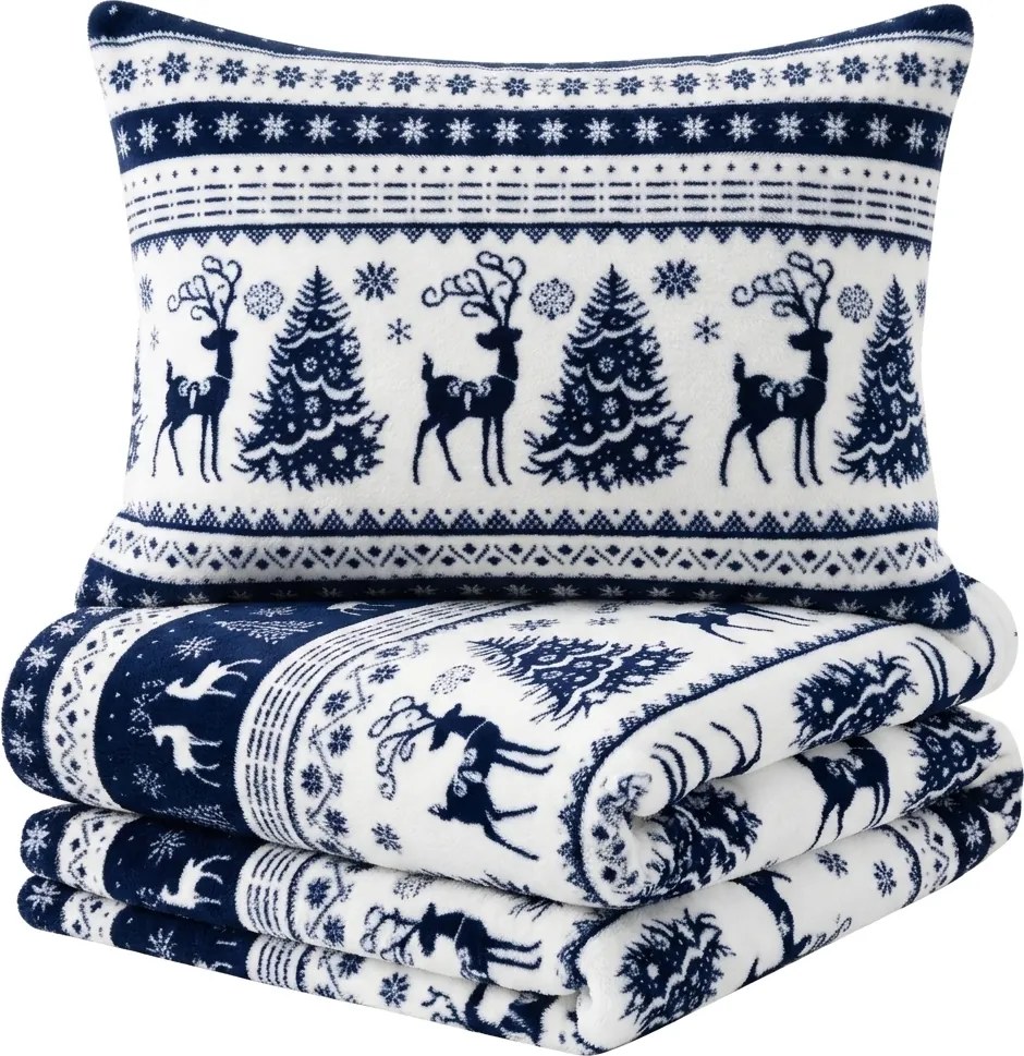 Mikroplüss ágyneműhuzat WINTER DEER VELVET kék