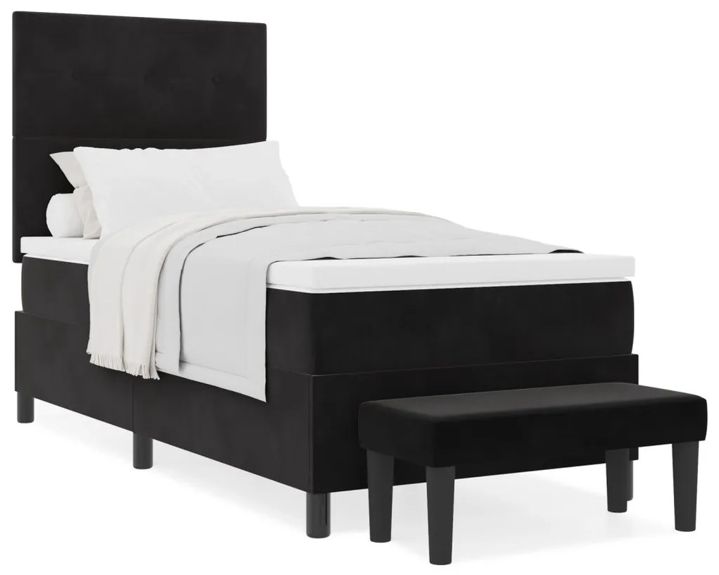 Box Spring Ágy Matraccal & Pad Fekete 80x200 cm Plüss