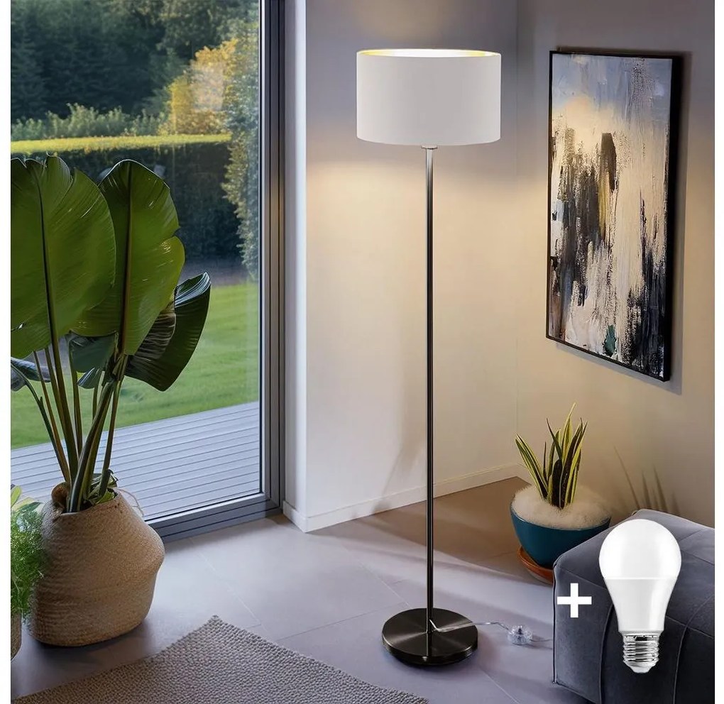 LED állólámpa TUNJA 1xE27/20W/230V Ø 38 cm fekete/fehér