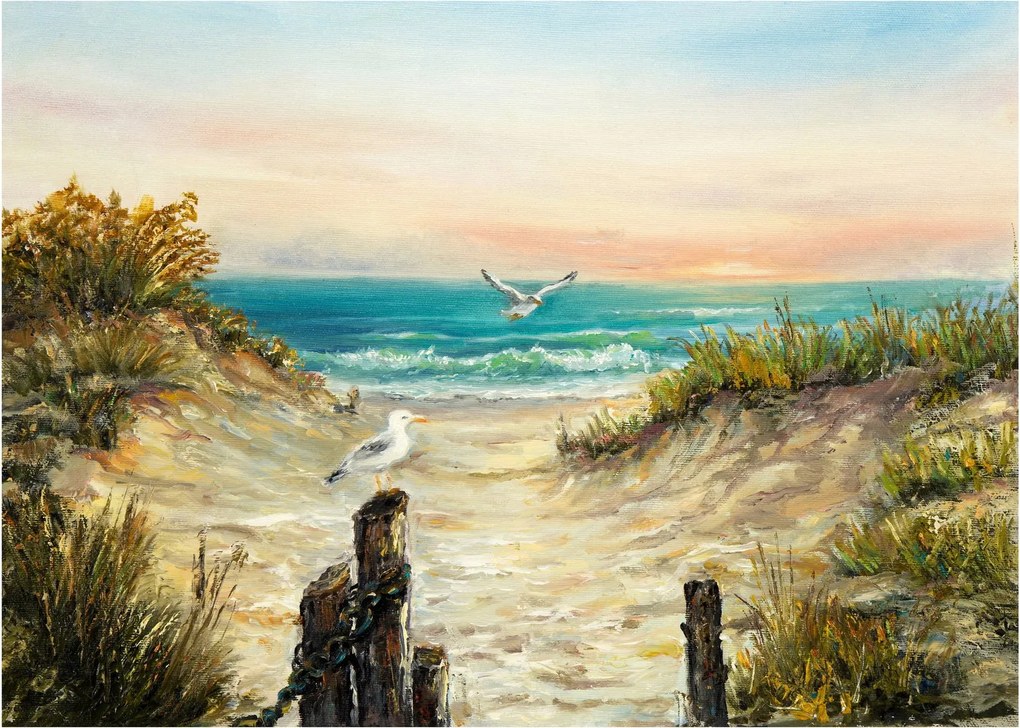 Kép - homokos tengerpart (üvegen) (70x50 cm)