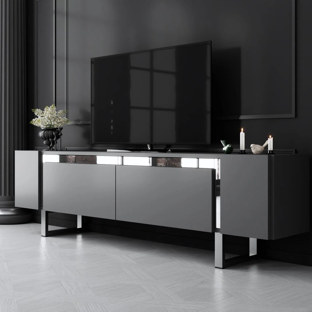 TV szekrény Yildiz - Anthracite, Silver