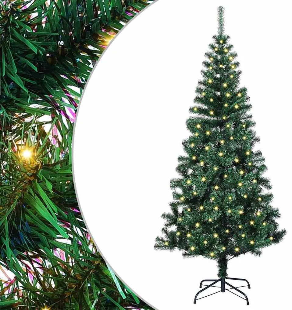 Műkarácsonyfa dekoratív vonós lámpákkal Zöld 120cm PVC