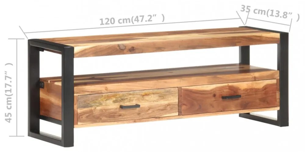 tömör fa TV-szekrény mézszínű felülettel 120 x 35 x 45 cm