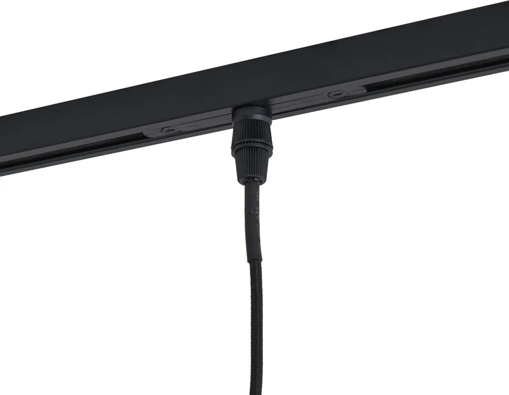 Modern railsysteem zwart met 3 hanglampen van smoke glas 1-fase - Iconic Dome