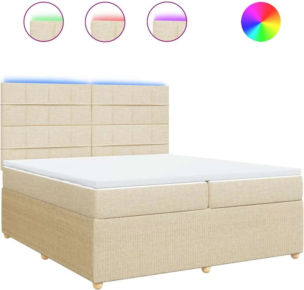 vidaXL krémszínű szövet rugós ágy matraccal 200 x 200 cm