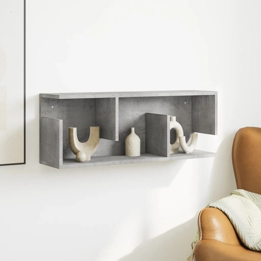 betonszürke szerelt fa faliszekrény 80 x 20 x 30 cm