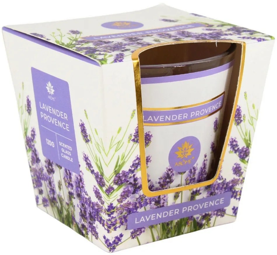 Aroma Lavender Provence Illatgyertya  üvegpohárban , 120 g