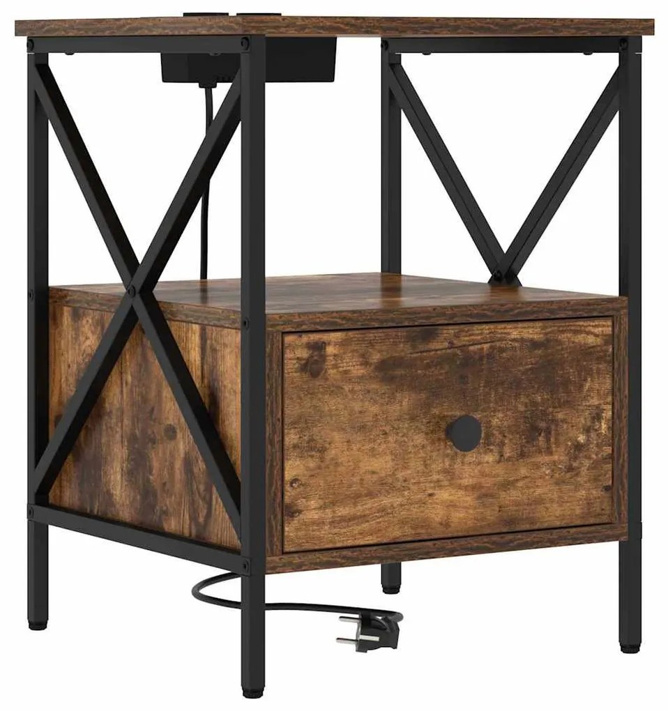 vidaXL Éjjeliszekrény 2 pcs Füstölt tölgy 41,5 x 40,5 x 55 cm Faanyag