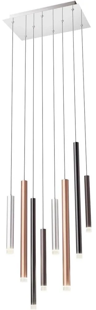 Redo 01-2049 - LED Csillár zsinóron MADISON 8xLED/4W/230V fényezett króm/fekete/réz