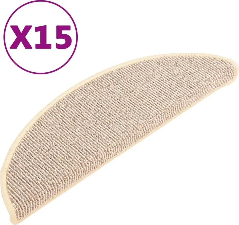 vidaXL 15 db fehér és barna félkör alakú lépcsőszőnyeg 56 x 17 x 3 cm