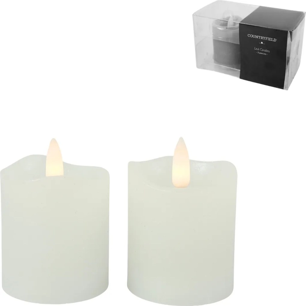 LED oszlopos gyertya LYON 8 cm fehér, szett 2 db