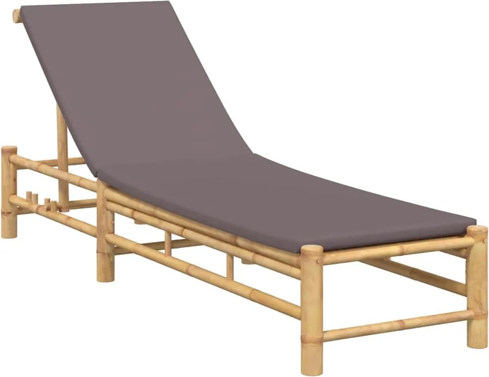 vidaXL Bambusz napozóágy párnákkal 55x199x30 cm