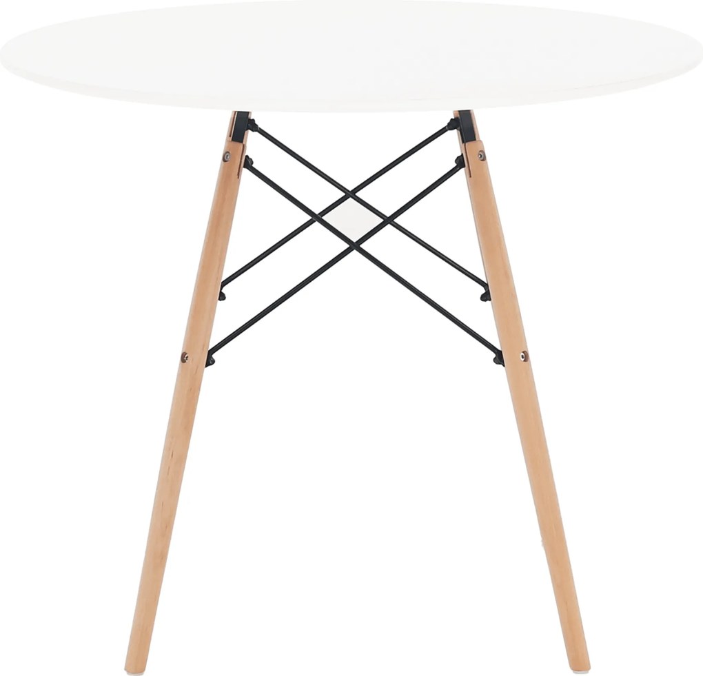 Étkezőasztal, fehér/bükk, átmérő 90 cm, GAMIN 2 NEW 90