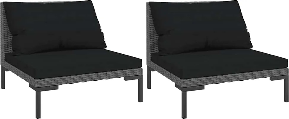 vidaXL 2 db félkör alakú polirattan kerti kanapé párnákkal