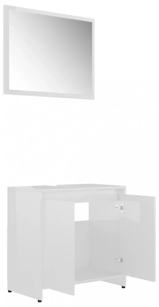 vidaXL magasfényű fehér szerelt fa fürdőszobai bútorszett