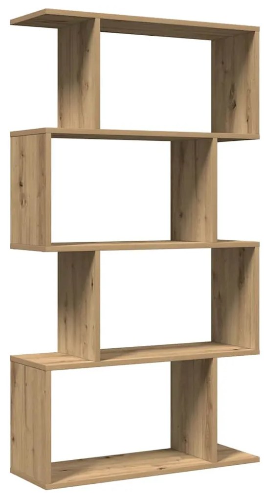 4 szintes kézműves tölgy fa elválasztó könyvespolc 70x24x129 cm