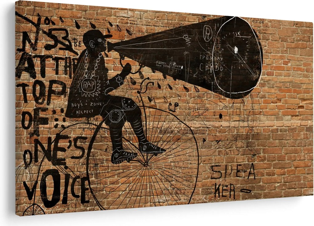 Kép - Férfi kerékpáron Banksy stílusában (90x60 cm)