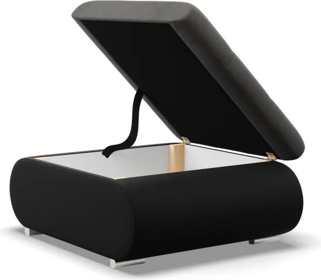 Tokio puff, bársony + műbőr, szürke - fekete