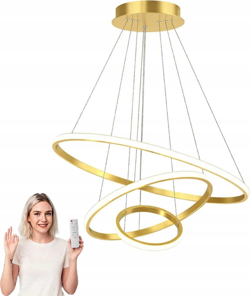 Mennyezeti Lámpa Led Csillár Modern Arany 60 CM Loft Nappaliba Távirányítóval