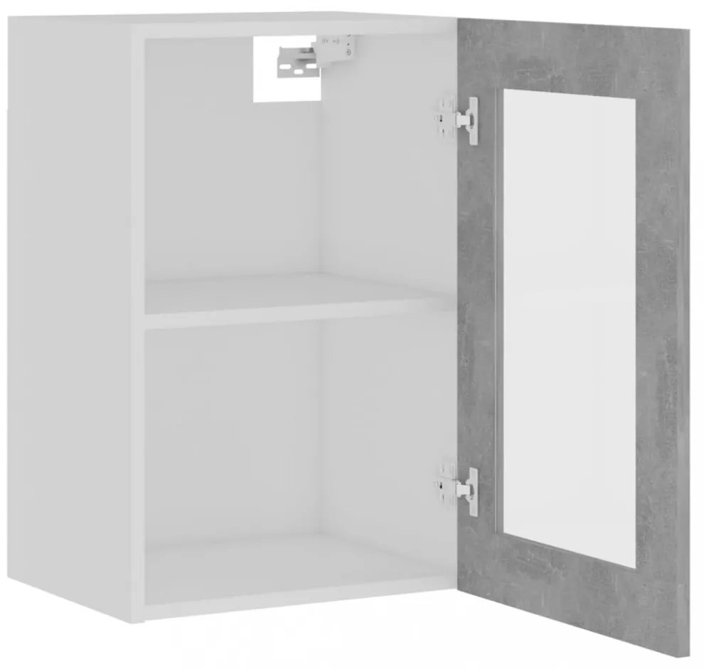 “Lyon” betonszürke szerelt fa függő üvegszekrény