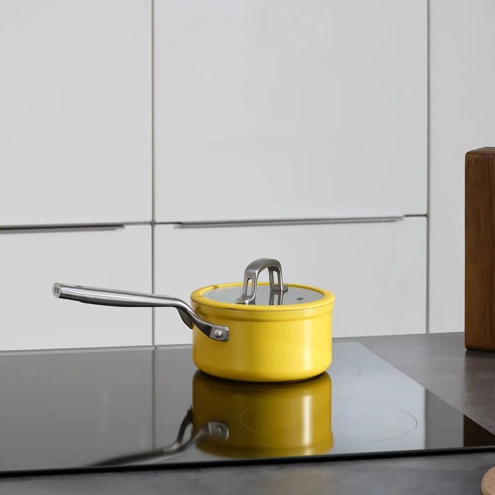 Indukciós tűzhelyhez alkalmas edény fedővel-kerámia felülettel 1,3 l Meda 3.0 – FABINI