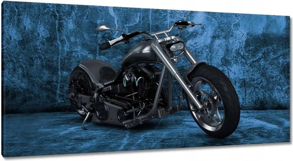 Vászonkép 115x55 Kék fal Motorkerékpár