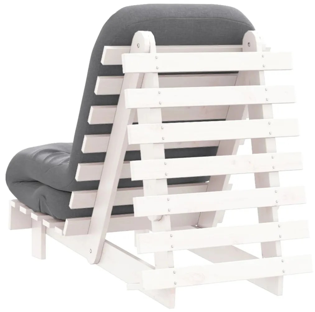 fehér tömör fenyőfa futon kanapéágy matraccal 60 x 206 x 11 cm