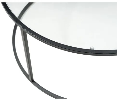 Kávésasztal BERLIN 45x80 cm fekete/átlátszó