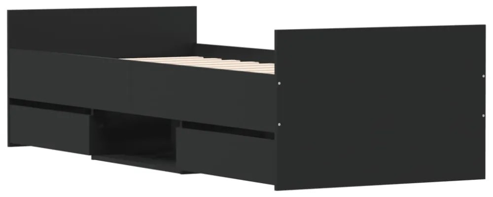 fekete ágykeret fej- és lábtámlával 75 x 190 cm