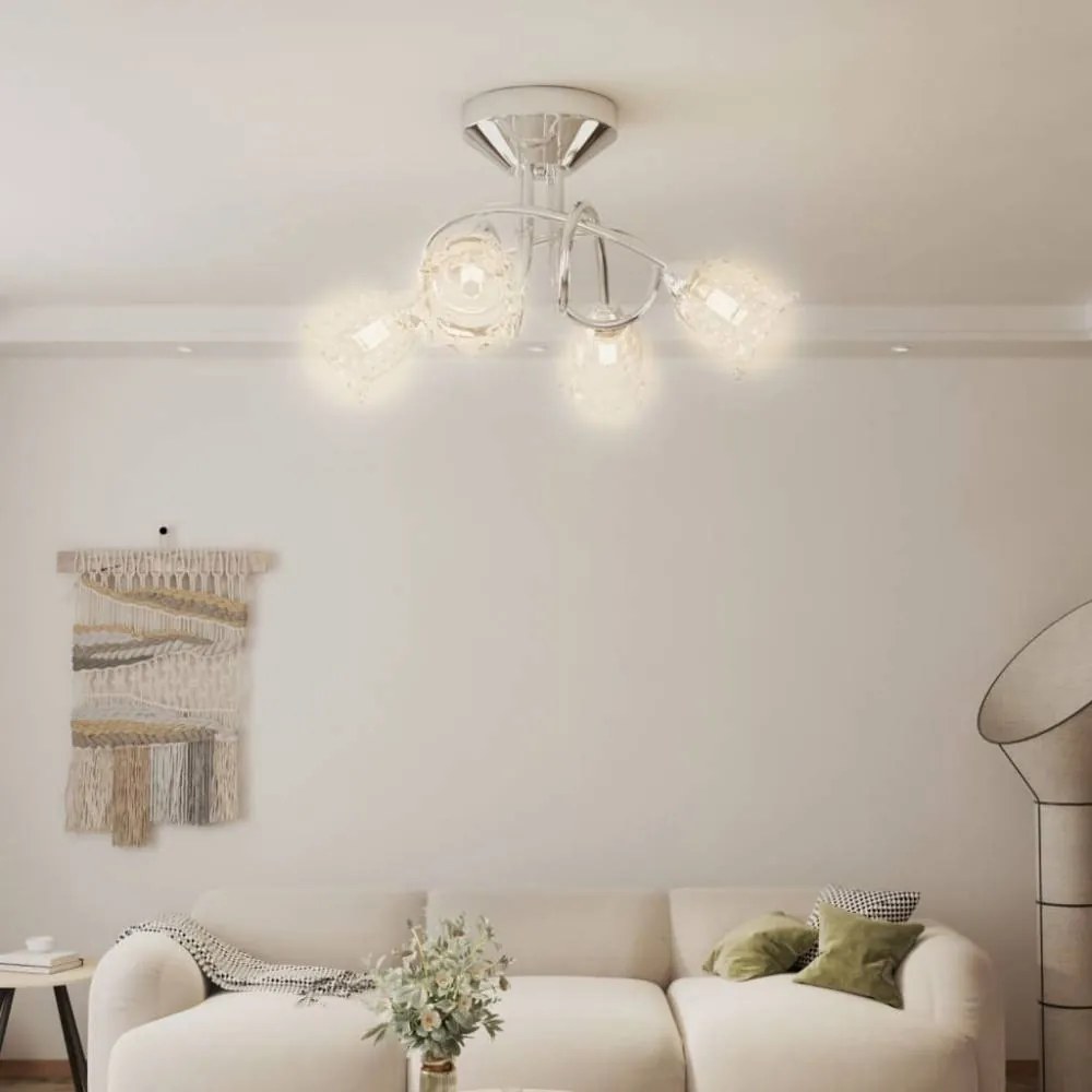 Mennyezeti lámpa virág alakú üveg burákkal 4 db g9 led-lámpához