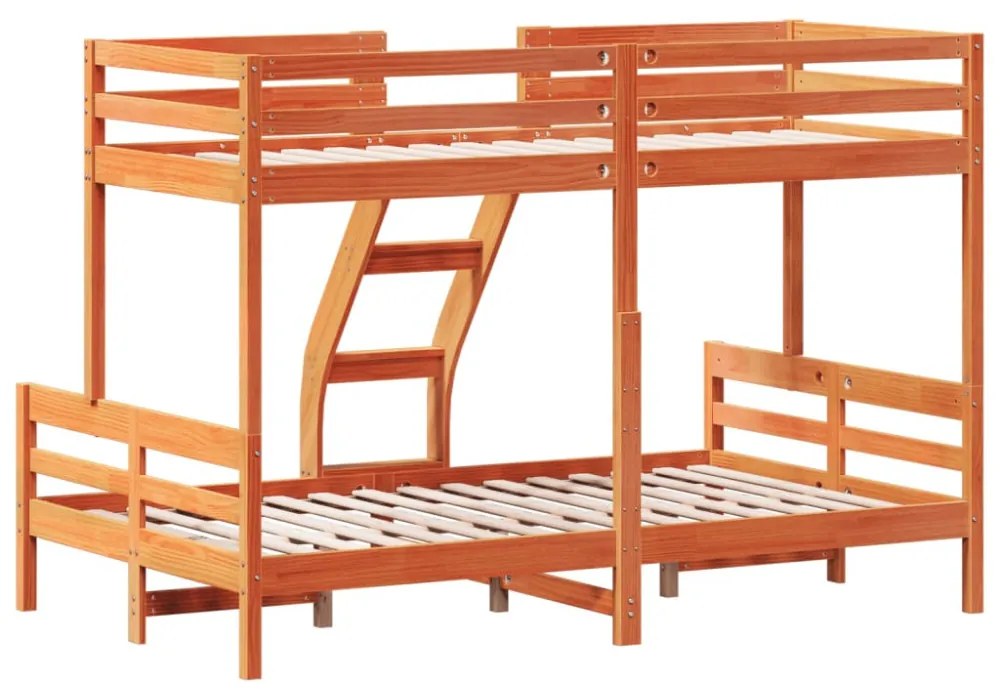 viaszbarna tömör fenyőfa emeletes ágy 90 x 200/120 x 200 cm