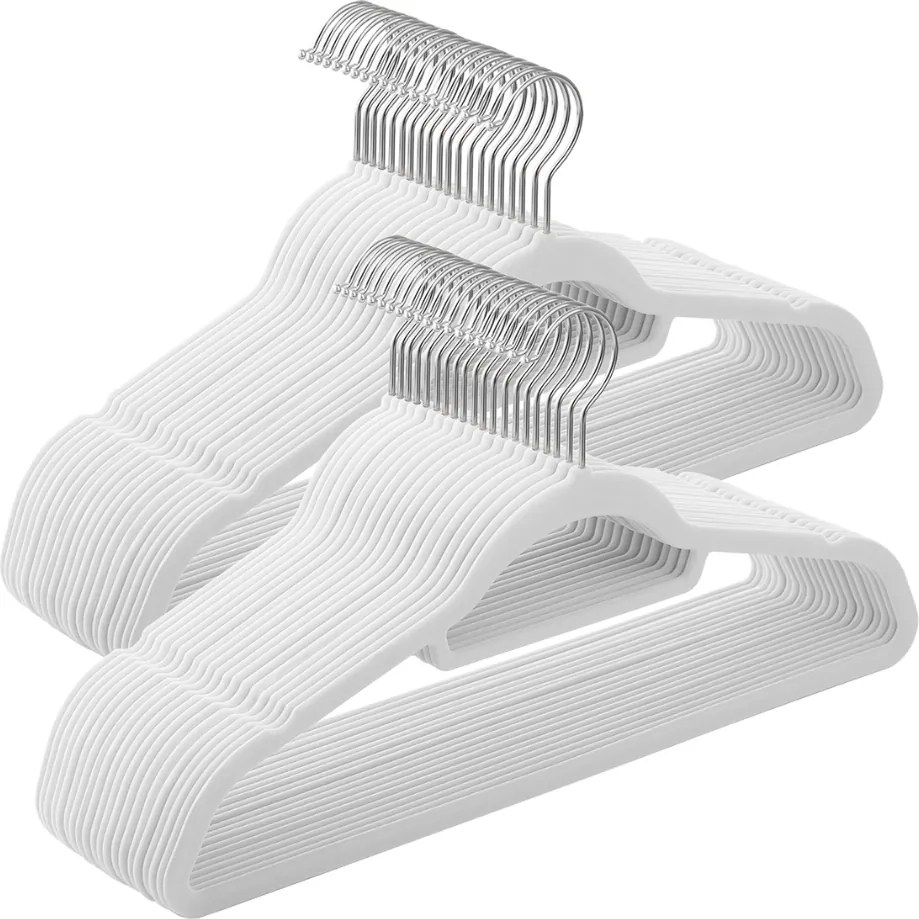 CHIC bársony csúszásmentes vállfa szett, 50 db, fehér SongmicsHome