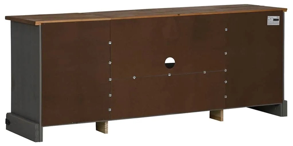 HALDEN szürke tömör fa TV szekrény 2 tolóajtóval 150x40x60 cm