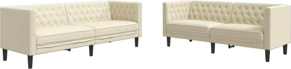 vidaXL 2 részes krémszínű műbőr Chesterfield kanapégarnitúra