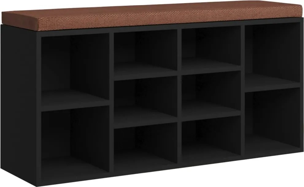 vidaXL fekete szerelt fa cipőtároló pad 103x30x48 cm