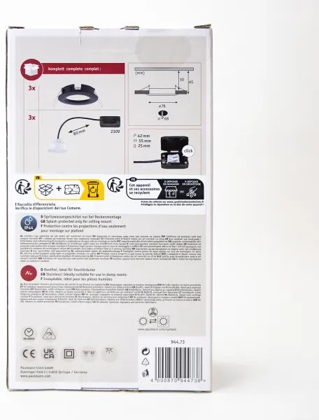 Paulmann 94473 - KÉSZLET 3xLED/6W IP44 Fürdőszobai beépíthető lámpa NOVA 230V