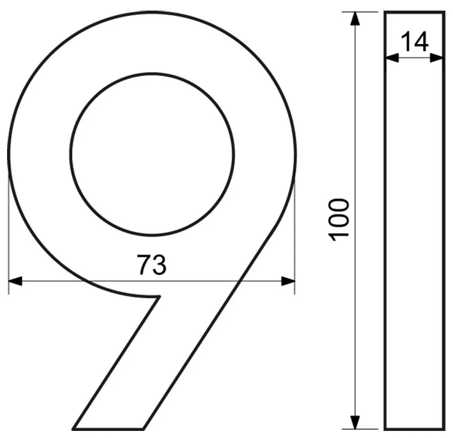 "9" házszám, RN.100LV, vágott, ezüst