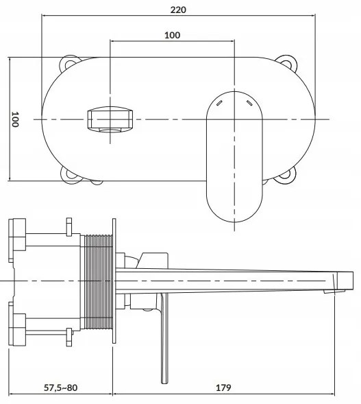 Cersanit Crea, rejtett mosdócsap + BOX, króm, S951-330