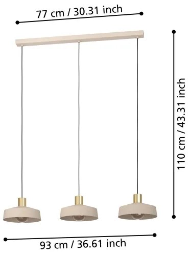 Eglo 900431 - Csillár zsinóron VALDIOLA 3xE27/40W/230V