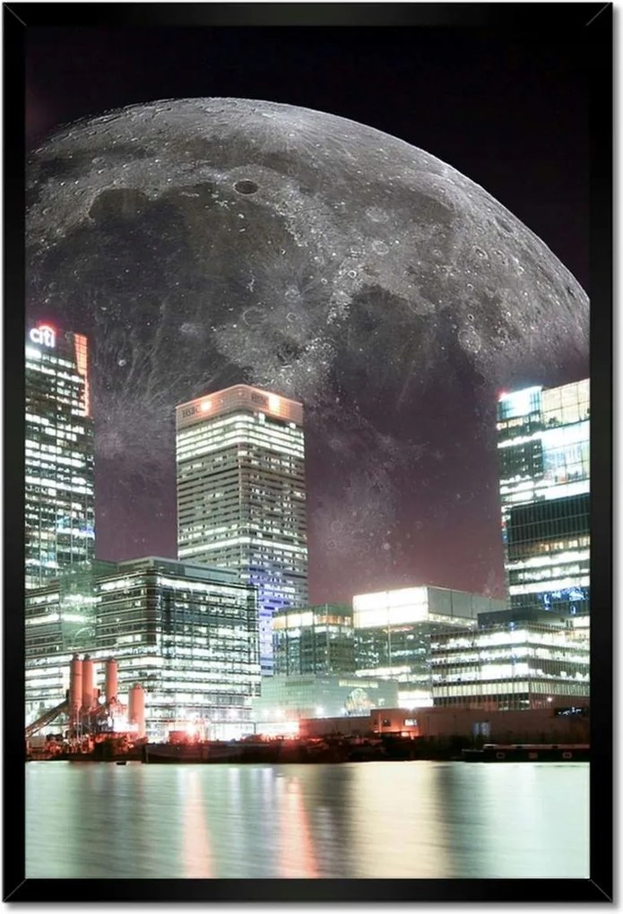 Poszterek keretben 40x60 Város éjszaka Hold