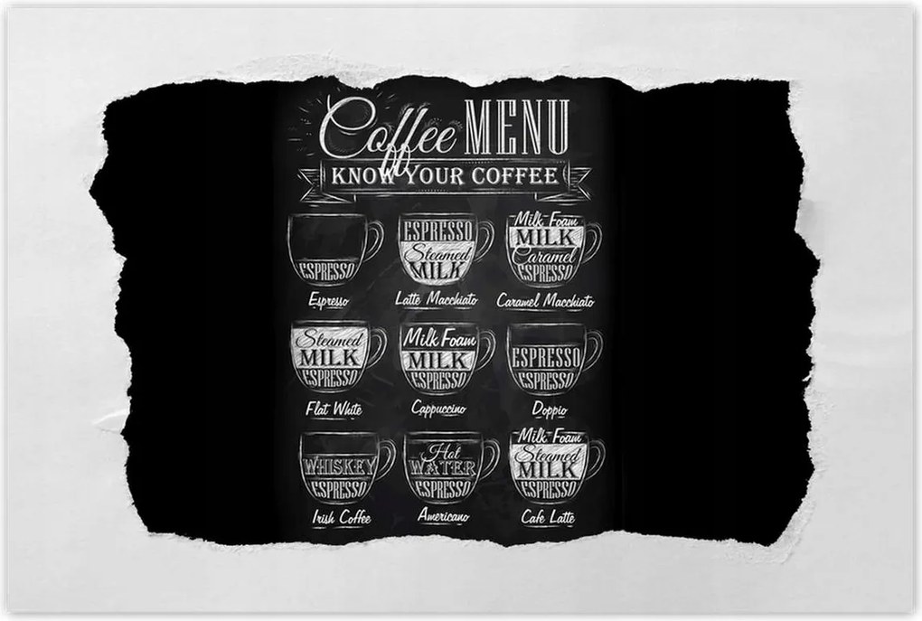 Poszterek 90x60 Cafee menü fekete alapon