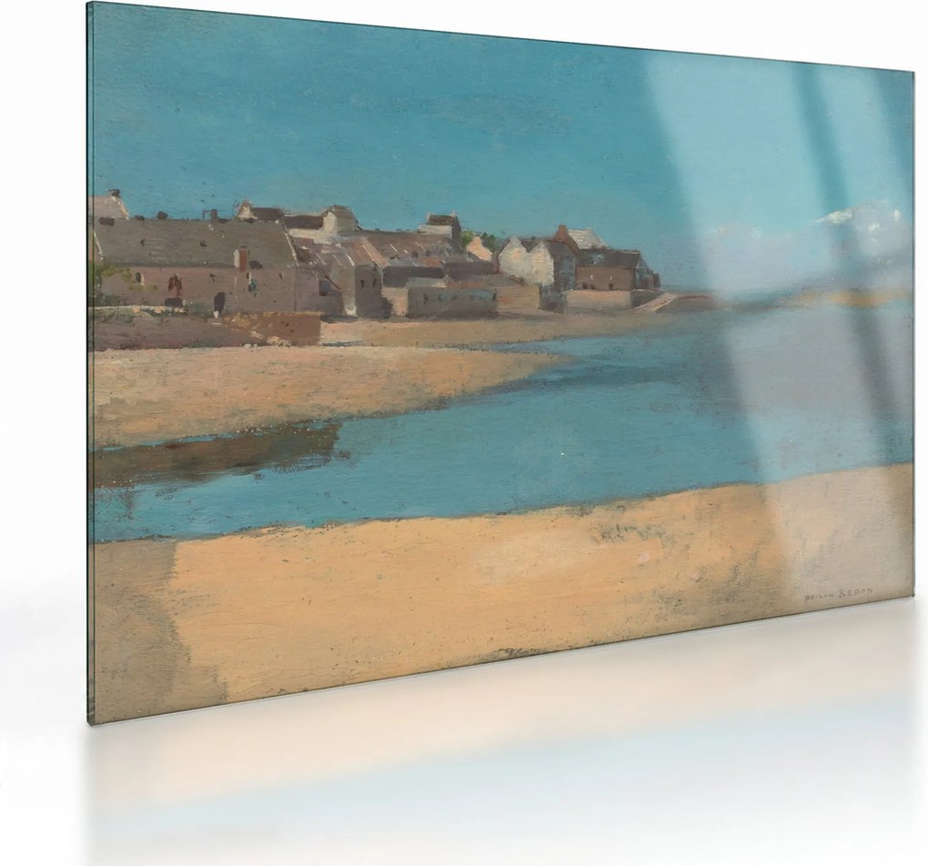 Üveg kép - Odilon Redon, Village by the Sea in Brittany, reprodukciók (70x50 cm)