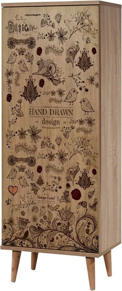 Mega Birds Sonoma Oak cipősszekrény