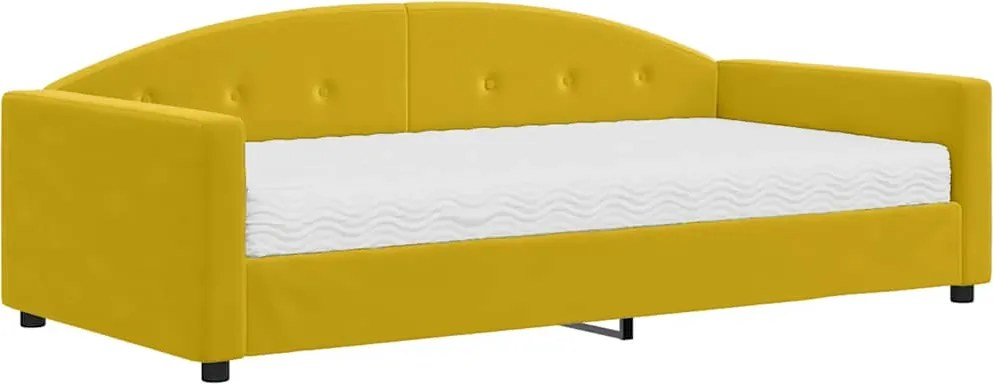 vidaXL sárga bársony kanapéágy matraccal 100 x 200 cm
