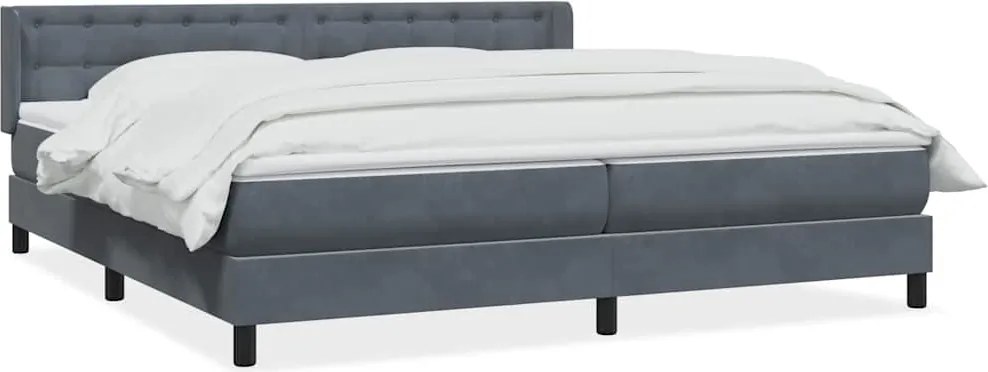 vidaXL sötétszürke bársony rugós ágy matraccal 180x210 cm