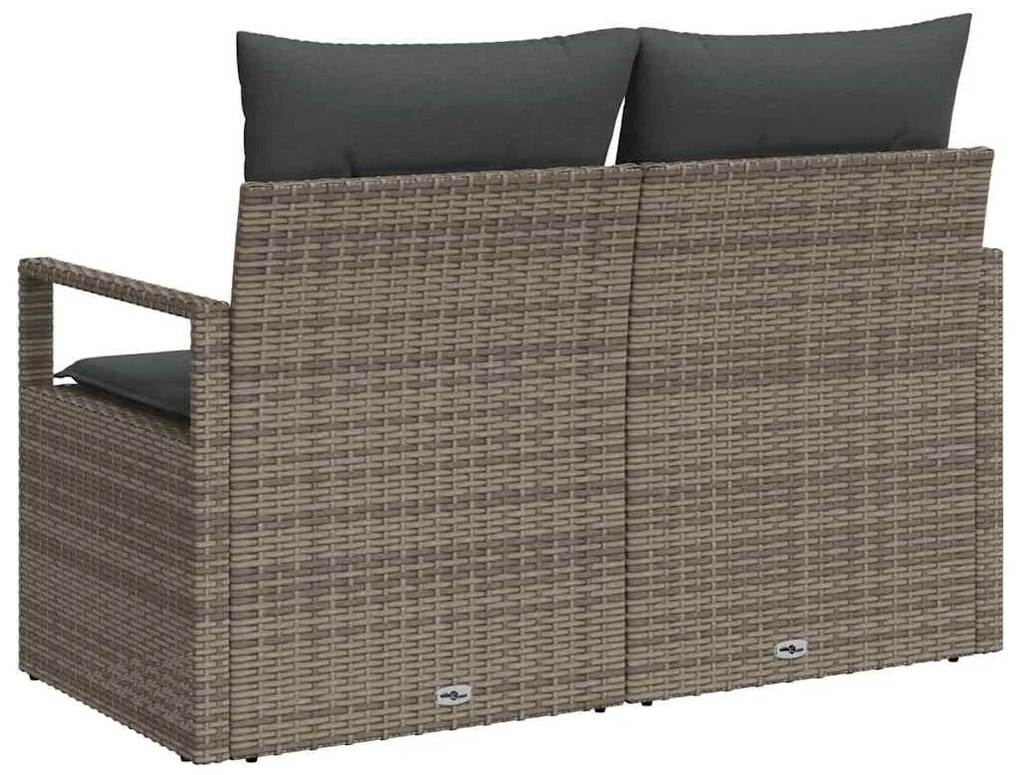 2-Fős Kerti Kanapé Párnákkal Szürke Polyrattan