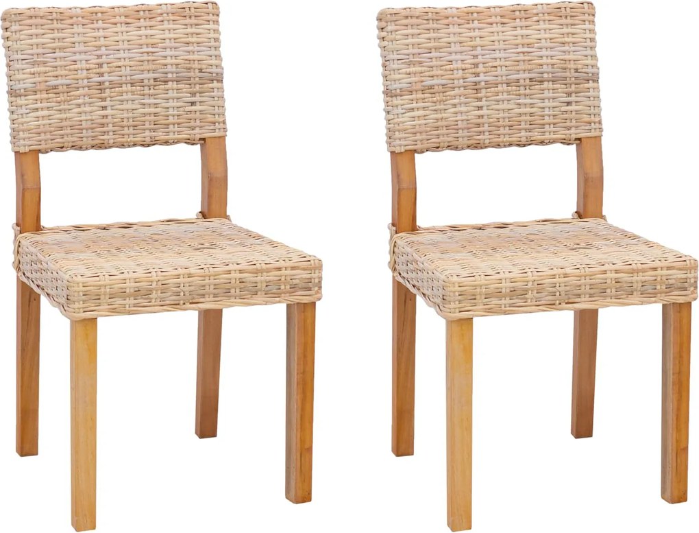 vidaXL Étkezőszék 2 pcs Természetes 46 x 55 x 84 cm Kubu rattán